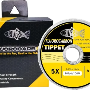 Fly Fishing Tippet, Clear Fluorocarbon Material Leader Line, Fast Sinking Invisible Fly Fishing Line 0x-6x 110-165Yards