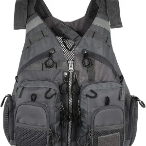 Fly Fishing Vest, Fishing Safety Life Jacket for Swimming Sailing Boating Kayak Floating Multifunction Breathable Backpack for Men and Women Vest/Kayak