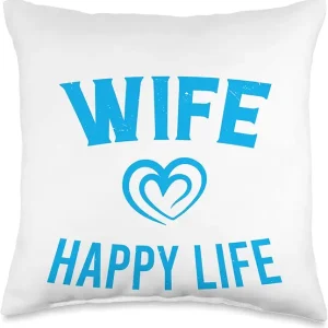 Fly Fishing Wife Happy Life Fly Rod Angling Fisherman Angler Throw Pillow