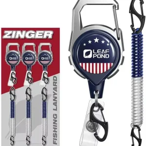 Fly Fishing Zinger Kit: 3 Retractors & 3 Lanyards, 24" Dyneema Cord/5oz Capacity, 32" Retractable Coil