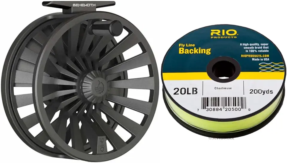 Fly Line Dacron Backing, 200yd 20lb Chartreuse and Redington Behemoth Fly Reel, Gunmetal, 7/8