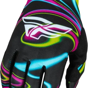 Fly Racing 2024 Adult Lite Warped Gloves (Black/Pink/Electric Blue X-Large)