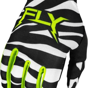 Fly Racing 2024 Youth Lite Uncaged Gloves (Black/White/Neon Green Youth Large)