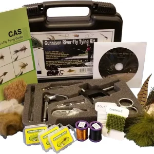 Fly Tying Tool Kit: 6 Popular Flies, 5 Tools, 32+ Flies, Carrying Case, Instruction Book