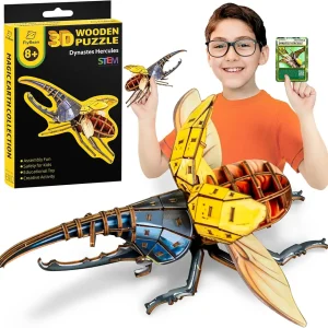 Flybean Eco-Friendly Wooden 3D Puzzle for Kids Age 6+, Realistic Bug Model STEM Kit for Kids,Educational Building Toy, Craft Science Kit, Gifts for Boys and Girls, Exquisite Decor