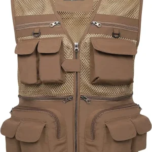 Flygo Mens Summer Outdoor Work Safari Fishing Travel Photo Vest with Pockets