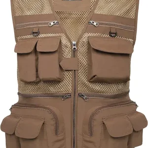 Flygo Mens Summer Outdoor Work Safari Fishing Travel Photo Vest with Pockets