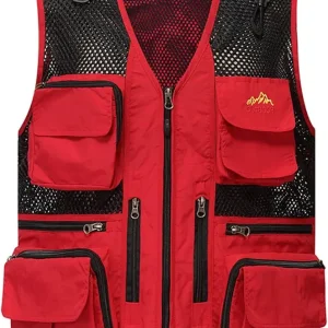 Flygo Men's Utility Cargo Vest Outdoor Fishing Safari Travel Work Photo Vest with Pockets