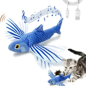 Flying Fish Touch Moving Pet chew, Plush, Interactive Small and Medium Pet Toys Cat Playing Fly Fish Automatic Sound Cat Toys.