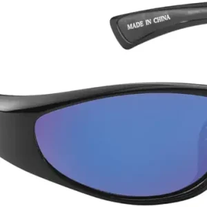 Flying Fisherman Fluke Jr Polarized Sunglasses with AcuTint UV Blocker for Fishing and Outdoor Sports, Black/Smoke-Blue Mirror, Small, (7892BSB)
