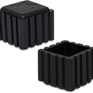 Flyshop 12 Pack Chair Leg Floor Protector Caps Anti-Scratch Odourless Synthetic Rubber Leg Tips, 7/8" x 7/8", 22 x 22 mm, Square Furniture Table Feet Covers, Black