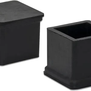 Flyshop 12 Pack Chair Leg Floor Protector Caps Durable Anti-Slip Rubber Leg Tips, 1" x 1", 25 x 25 mm, Square Furniture Table Feet Covers, Black