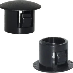 Flyshop 25PCS Plastic Snap in Locking Hole Plugs Tube Pipe Insert End Caps, Black Furniture Glide Protectors, 10 mm (3/8")