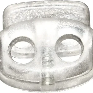 Flyshop 30 Pcs Spring Stopper Toggle Fastener Slider Double Holes Cordlocks Cord Lock End, Transparent, 18 x 6 x 17mm (0.71" x 0.24" x 0.67")