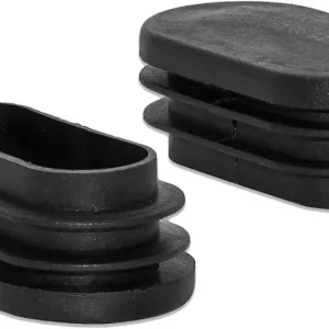 Flyshop 4 Pcs Plastic Plugs Oval Furniture Gliders Plastic Tubing End Caps Black, 20 mm x 40 mm, 13/16" x 1-9/16"