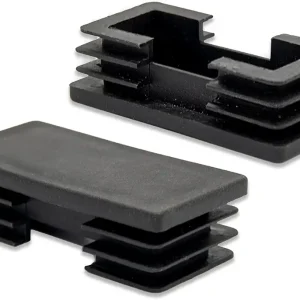 Flyshop 4 Pcs Plastic Plugs Rectangle Furniture Gliders Plastic Tubing End Caps Black Open, 30 mm x 60 mm