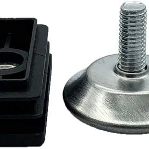 Flyshop 4 Sets M8 Threaded Adjustable Furniture Leveler Plug for Steel Leg Table Chair Leveling Feet Tube Insert Kits, Black, Rectangle, 20 x 40 mm, 13/16" x 1-9/16"