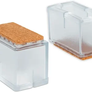 Flyshop Clear 4pcs Rectangle PVC Chair Caps Furniture Floor Protectors Furniture Cups with Felt Pads Fit Length 49-53 mm Width 24-30 mm
