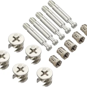 Flyshop Furniture Cabinet Connector #261 Cam Lock Fittings 6.5mm Dia 36.5mm Length Dowels Alloy Nuts 10 Sets