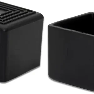 Flyshop OD 1" x 1", 25 x 25 mm PVC Chair Leg Caps Floor Protectors, Rimless Type Square Non-Slip Furniture Table Feet Covers, Black, 4Pcs