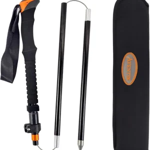 Fold-able Wading Staff Water Depth Safety Warning Sign Coated Stainless Steel Core T7075 Aluminum Body Corrosion Resistance