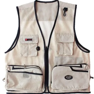 Foldable Outdoor Fishing Camping Travel Mesh Vest, Multi-Pockets Photography Lightweight Vests