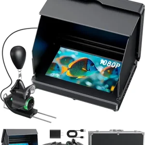Fourq Underwater Fishing Camera,Fishing Camera Ice, 5inch High Definition, High Brightness,LCD Display,10000mah Li-Battery,100ft Cable and 4pcs Ir Lights for Underwater Exploration Ice Fishing