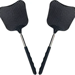 Foxany Telescopic Fly Swatters, Durable Plastic Fly Swatter Heavy Duty Set, Flyswatter with Stainless Steel Handle for Indoor/Outdoor/Classroom (2 Pack)
