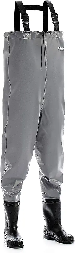 Foxelli Chest Waders - 2-ply Nylon/PVC Waterproof Lightweight Fishing Waders for Men & Women with Boots