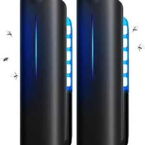 Fruit Fly Traps Indoor for Home: Plug in Mosquito Bug Zapper Gnat Moth Catcher with 9W Night UV Light, 2 Devices 20 Sticky Glue Board Refills for Indoors Flying Insect Trap