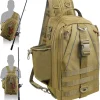FUSIGO Fishing Backpack Tackle Bag Fishing Bag with Rod Holder Waterproof Backpack Shoulder Storage Bag Fishing Hiking