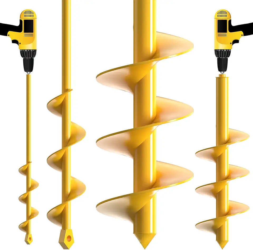 Garden Auger Drill Bit for Planting - Pack of (2) - 1.6 x 16.5 Inch & 3.5 x 16 Inch, Ground Spiral Drill Bit & Bulb Planter Tool, Bedding Plants, Umbrella Holes- Fit with 3/8" Hex Drive Drill