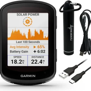 Garmin Edge 540 Solar GPS Cycling Computer, Button Controls, Advanced Navigation with E-Bank Bundle