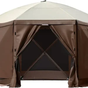 Gazebo Tent 10 x 10 ft, Pop Up Design Camping Gazebo Tent, 6-Sided Pop-up Canopy Shelter Ten Portable 8 Person Gazebo Screen Tent with Carry Bag for Camping and Backyard Activities