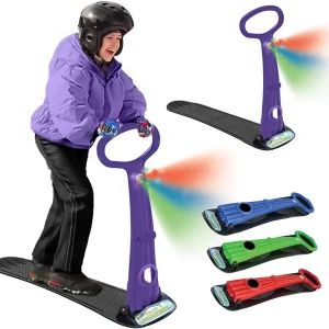 Geospace Winter Fun Ski Skate, Foldable Snow Scooter, Ski Skooter, Snow Sled, and Kids Snowboard with LED Light � Multi-Purpose Portable Sandboard, Snow Skate, and Kids/Teenager Sled for All Ages