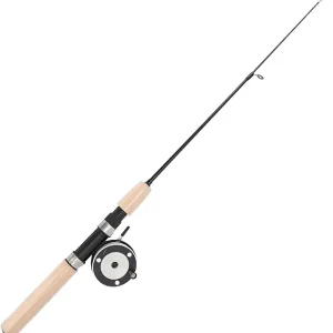 Gernie Ice Fishing Rod Reel Combo, 30 in Fiberglass Rod with Metal Reel, EVA Handle, Ultra-Light, Perfect for Walleye, Perch, Panfish