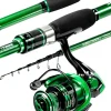 Ghosthorn Fishing Rod and Reel Combo Graphite Telescoping Fishing Pole Collapsible Portable Travel Kit with Carrier Bag for Freshwater Fishing Gift for Men Women