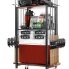 Ghosthorn Fishing Rod Holders for Garage, Fishing Gear and equipment Rotating Tackle Storage Cart, Pole Rod Rack Hold up to 10 Rods, Fishing Gifts for Men, Brown