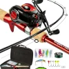 Ghosthorn Graphite Fishing Rod and Reel Combo, Bait Casting Telescoping Fishing Pole Collapsible Portable Travel Kit with Carrier Bag for Freshwater Fishing Gift for Men Women