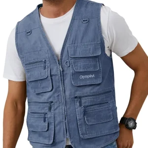 Gihuo Men's Fishing Vest Casual Utility Travel Safari Cargo Outdoor Work Photo Fly Vest Jacket with Multi Pockets