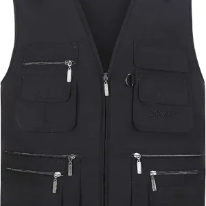 Gihuo Men's Fishing Vest Utility Safari Travel Vest with Pockets Outdoor Work Photo Cargo Fly Summer Vest