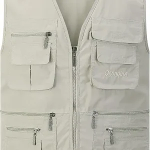 Gihuo Men's Fishing Vest Utility Safari Travel Vest with Pockets Outdoor Work Photo Cargo Fly Summer Vest