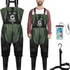 Gonex Chest Waders for Men Women Waterproof 70D 2-Ply Nylon/PVC Fishing Hunting Waders with Boots, Green Sizes 8-13