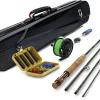 Gonex Fly Fishing Rod and Reel Combo Starter Kit, Fly Rod 4-Piece Carbon Fiber, Aluminum Fly Reel, 12Pcs Fly Flies, Fishing Line, Scissors, Premium Travel Case Portable Lightweight