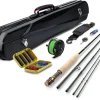 Gonex Fly Fishing Rod and Reel Combo Starter Kit, Fly Rod 4-Piece Carbon Fiber, Aluminum Fly Reel, 12Pcs Fly Flies, Fishing Line, Scissors, Premium Travel Case Portable Lightweight