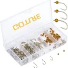 Goture 240/520pcs Fly Fishing Hooks and Beads Set Nymph Hook Dry Fly Hook Fly Tying Beads Head Ball Carbon Steel Fly Tying Hooks