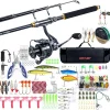 Goture Fishing Rod and Reel Combos-Telescopic Fishing Pole Spinning Reel Lures Set with Carrier Bag,Telescopic Fishing Rod Fishing Kit for Travel Saltwater Freshwater Fishermen Fishing Gear Gift