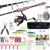 Goture Fishing Rod and Reel Combos-Telescopic Fishing Pole Spinning Reel Lures Set with Carrier Bag,Telescopic Fishing Rod Fishing Kit for Travel Saltwater Freshwater Fishermen Fishing Gear Gift