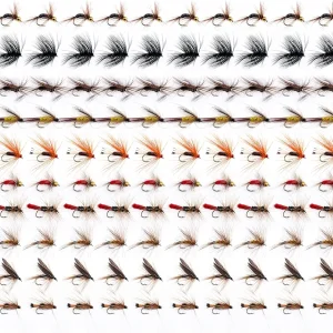 Goture Fly Fishing Flies Kit,25pcs/30pcs/100pcs Fly Fishing Lures,Dry Flies Wet Flies Streamers Nymphs Flies, Fly Fishing Assortment Kit for Bass Trout Salmon Fishing