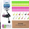 Goture Ice Fishing Combo Kit - Double Tip Rod, 86/96 Pc Jig Set, Reel, Rod Holder, Scoop, Starter Kit